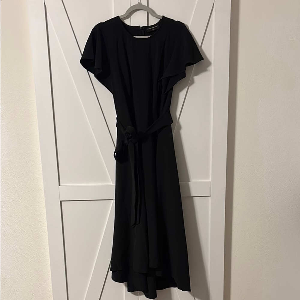 Black High Low A-line Dress with Tie
